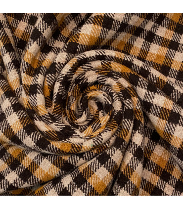 Rutet Ullflanell-MørkSenep