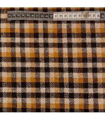 Rutet Ullflanell-MørkSenep