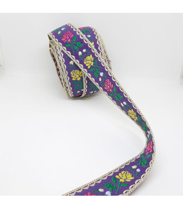 Brokadebånd Blomster 23mm