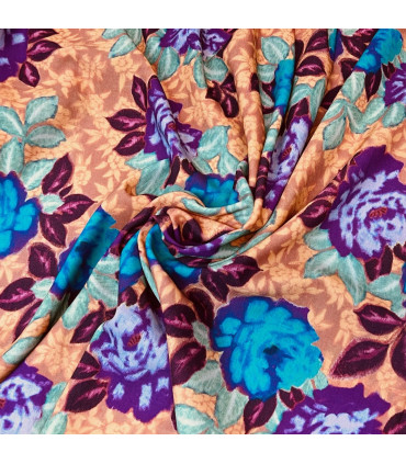 Blomstret ull med stretch-982
